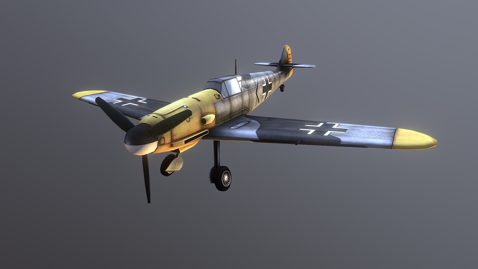 Low poly model of the German Messerschmitt Bf 109. The Bf 109 was used extensively during World War II and was considered one of the most advanced fighters when it began service in 1937. Model is split into 3 linked objects- the body, the landing gear, and the prop. Uses a 2048 x 2048 Diffuse and Specular map. 

Formats-OBJ and FBX - Messerschmitt Bf 109 - Buy Royalty Free 3D model by JonLundy3D 3d model
