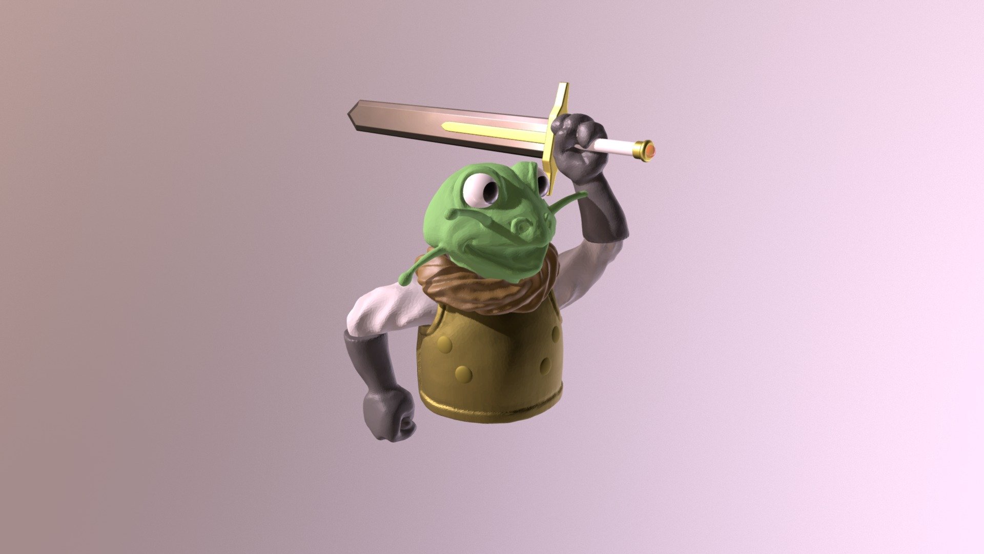 He's always been my favorite character from Chrono Trigger, one of my favorite RPG's of all time. I didn't have time to do him full justice, but this has inspired me to revisit Frog once I finish Sculpt January :)

Special thanks to inspiration and ideas I got from:
matthewart (https://www.deviantart.com/art/Chrono-Trigger-Frog-188692656) and 
kajinman (https://www.deviantart.com/art/Chrono-Trigger-Frog-Glenn-455360017)
on deviantart!! - 07 Adventure: Frog/Glenn from Chrono Trigger - 3D model by mvick13497 3d model