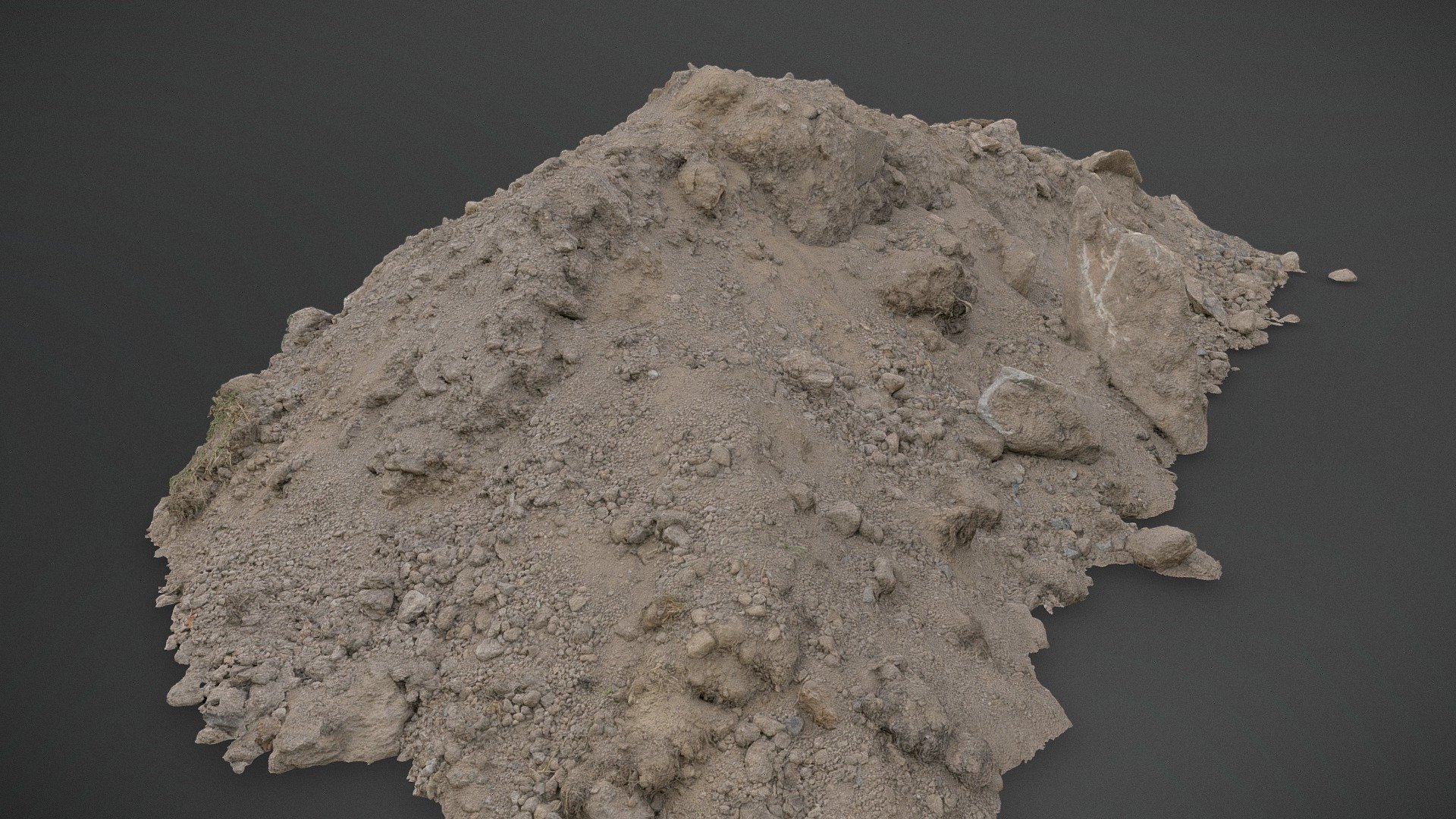 Pile of dark brown construction gardening soil mud land earth dirt heap pile mound, freshly dug, with some sharp granite stones and junk

Photogrammetry scan 120x36MP, 3x8K texture + HD Normals - Sharp stone dirt pile - Buy Royalty Free 3D model by matousekfoto 3d model