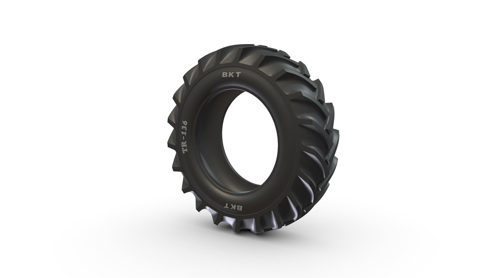 TR 136 has been developed by BKT to equip tractors and trailers in soil tillage and haulage operations. This tire provides improved traction in all working conditions along with best cut and chip resistance to reduce machine downtime and increase your productivity. Thanks to the increased number of lugs, TR 136 provides outstanding traction even at high loads 3d model