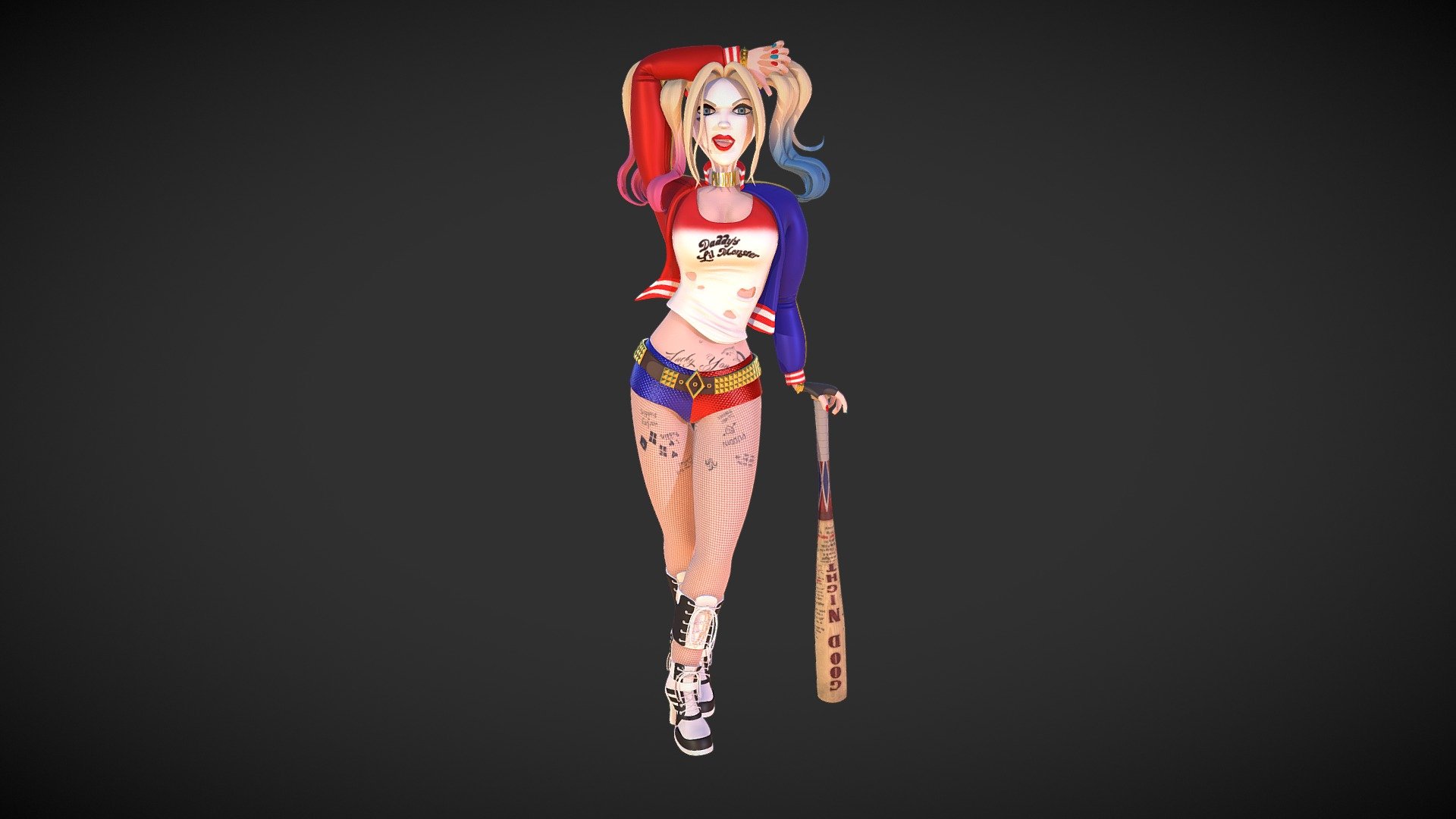 Model based on an illustration by the talented Laura García:



Love her style and love Margot Robbie as Harley Quinn so i had to give it a shot and do it in 3D. Hope i did it justice.

You can check her amazing artwork here:
https://www.artstation.com/artist/dennia

Also, you can visit my stuff over here:
https://www.artstation.com/artist/marcoloreto - Harley Quinn - 3D model by marcoloreto 3d model