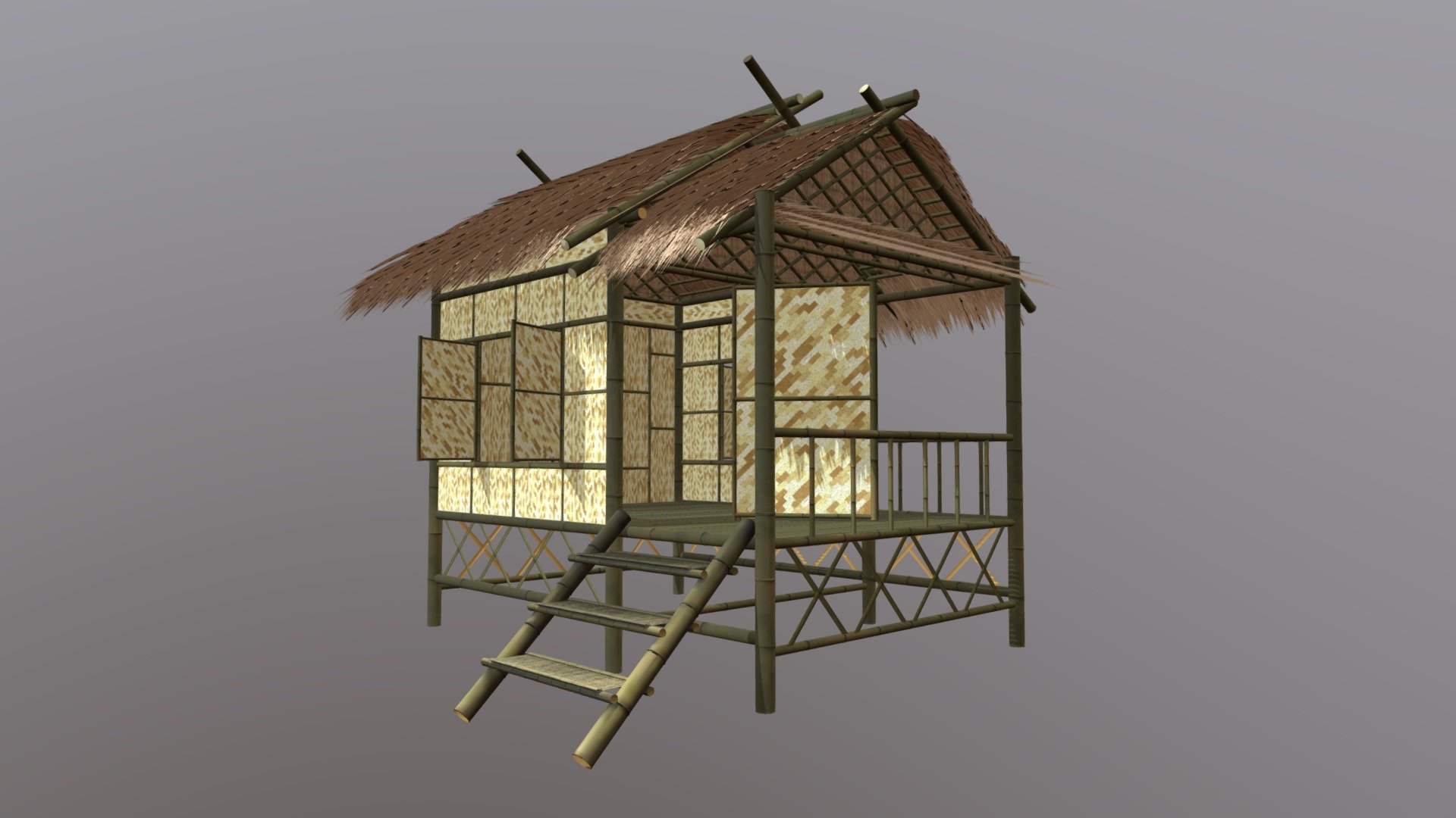 3d thai house made of bamboo Take the model from a real house in the countryside of Thailand. or as a vacation home for tourists - Thai Bamboo House - 3D model by kapraokaisub 3d model
