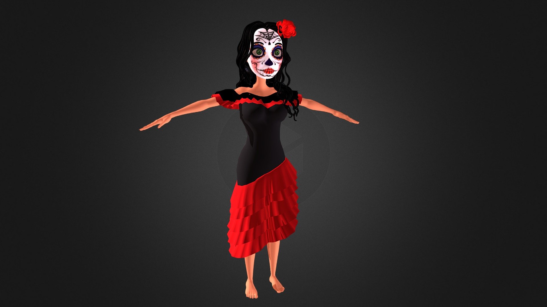 3ds max cartoon model - Mexican Girl - Buy Royalty Free 3D model by pinotoon 3d model