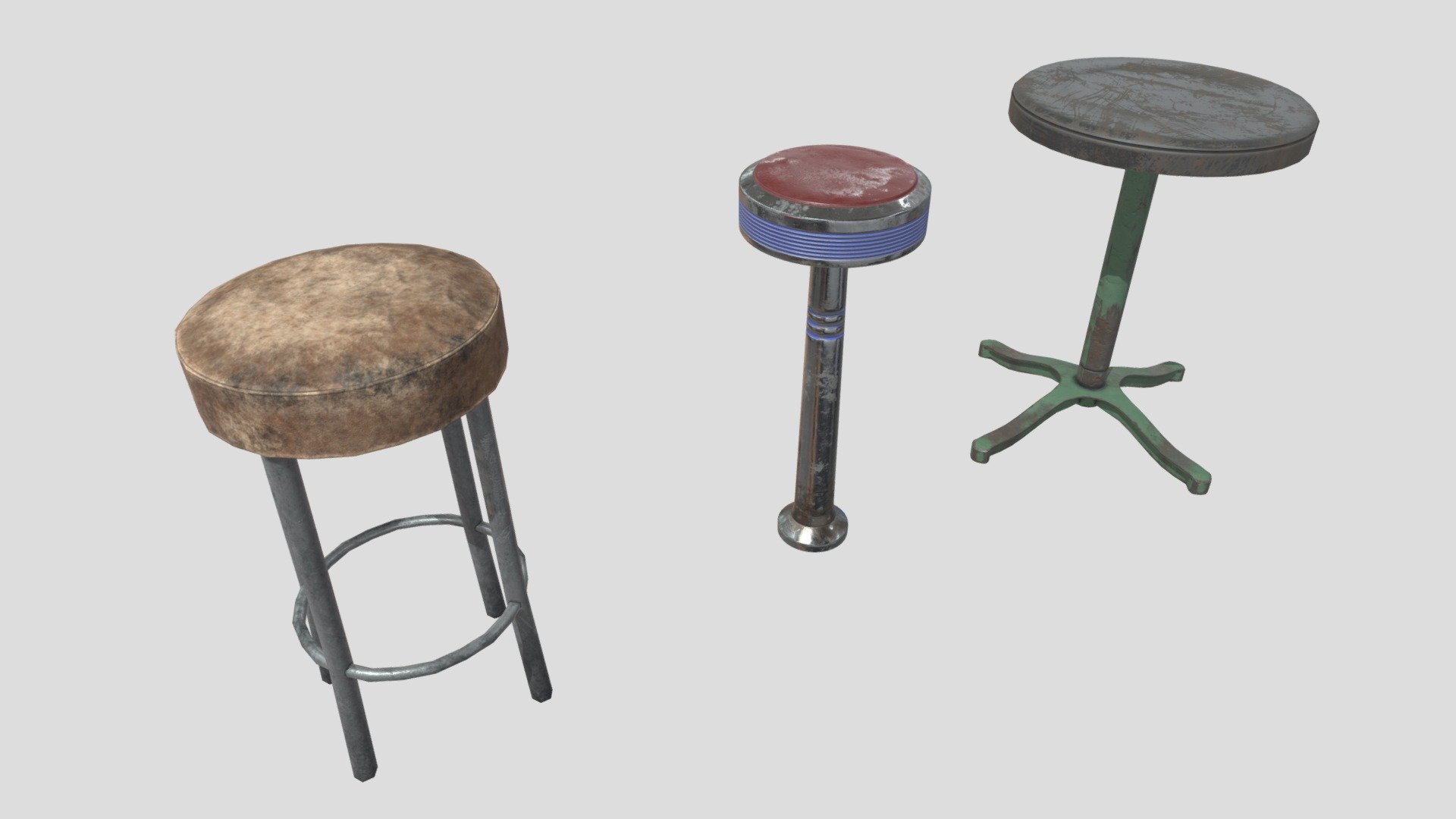 Here is a trio of stools. Hope they come in handy 3d model