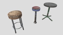 Stool combo stool, chairs, furniture, substancepainter, substance