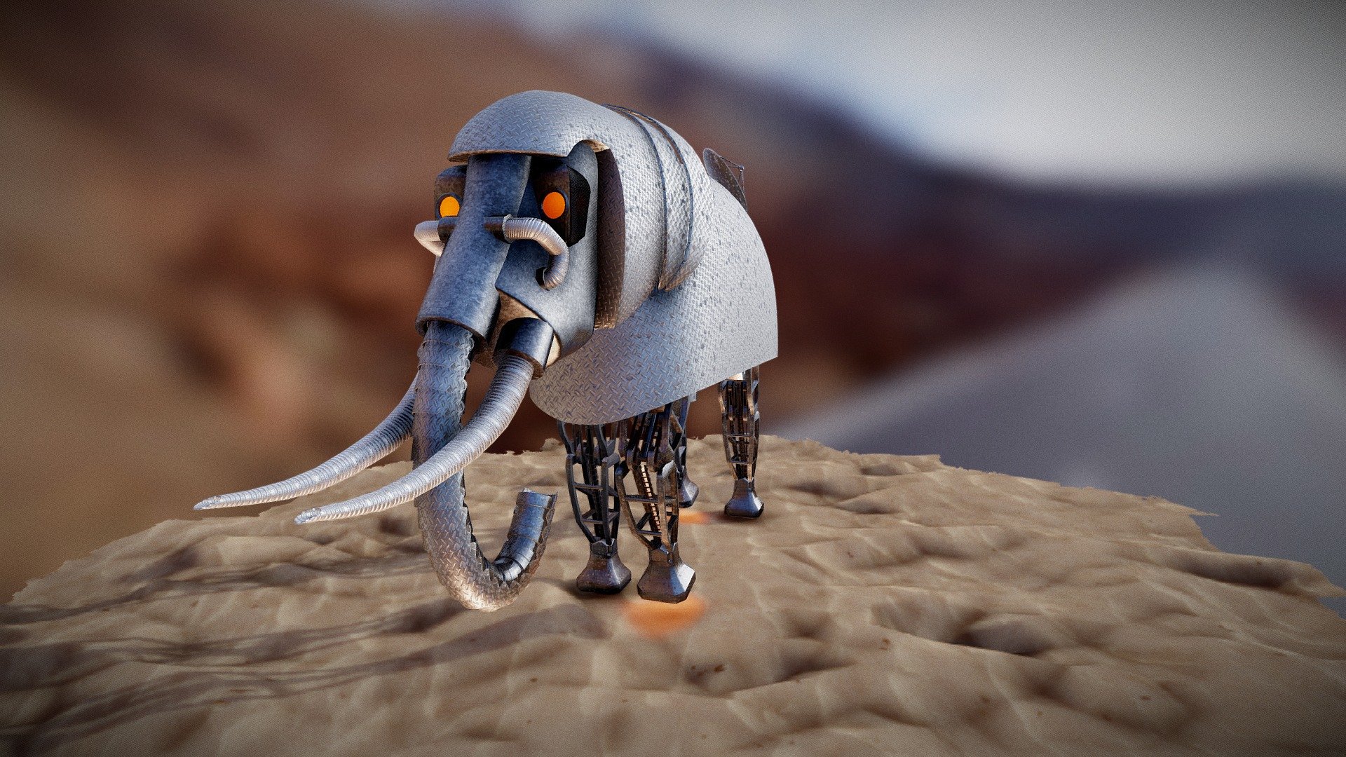 A personal creation of a robotic elephant, the story behind this is because I heard garbage truck make a loud, elephant-like screech 3d model