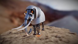 Mechaphant elephant, steampunk, mech, metal, robot
