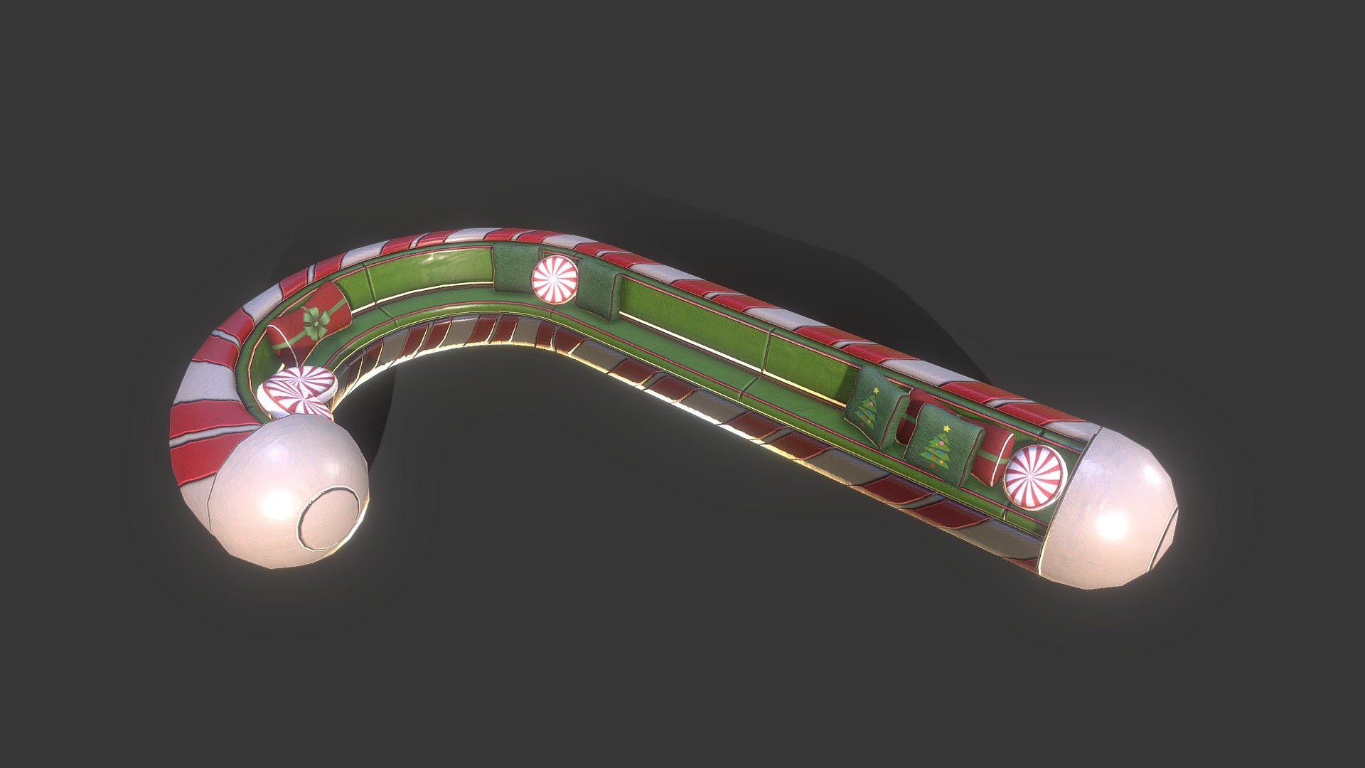 Client Project - Candy Cane Couch - WIP - 3D model by TonyGalindo3d 3d model