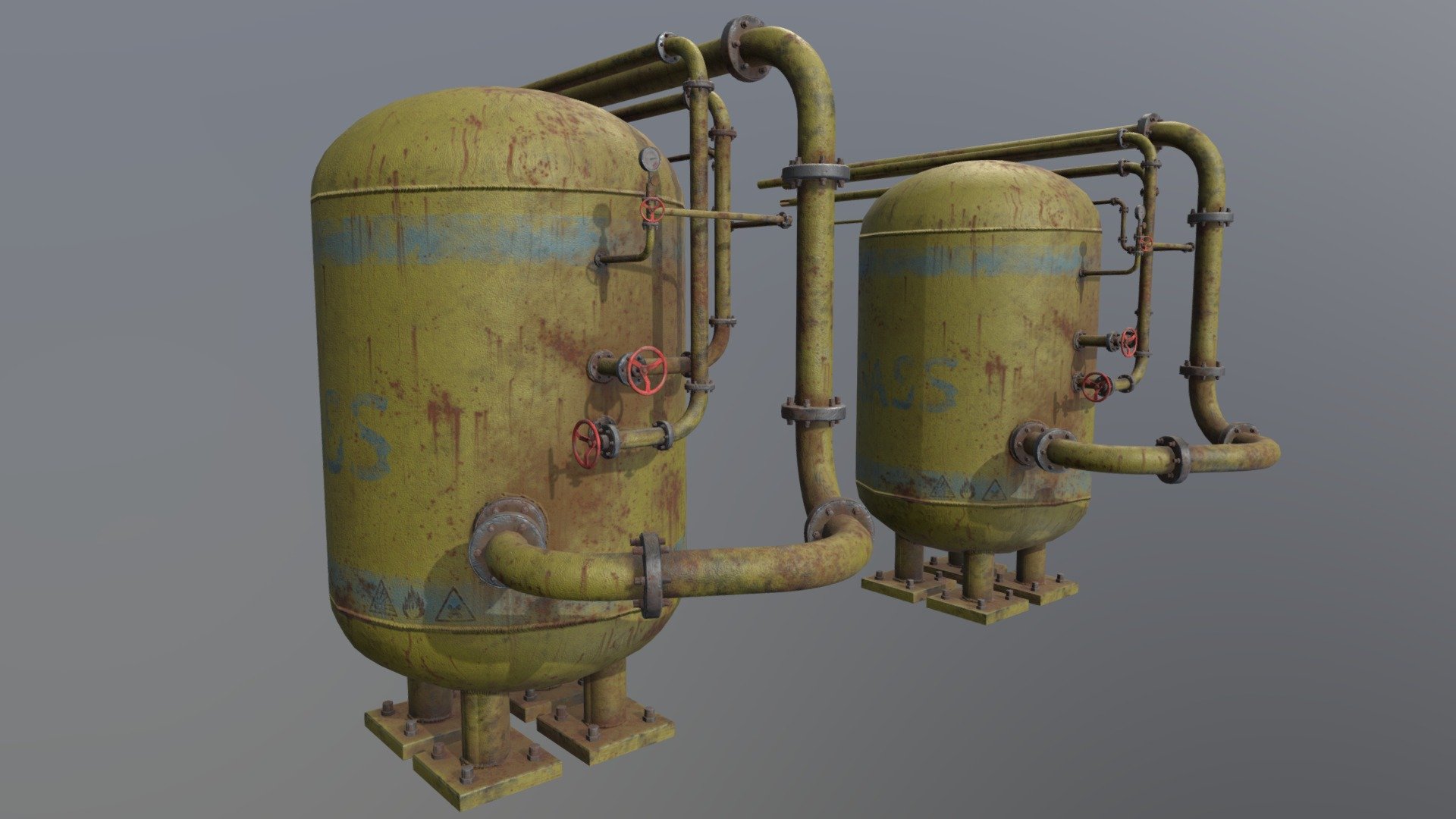 Gas Tank:  LOD0: 38850 tris (23846 verts) and LOD1 19932 tris (11699 verts)


UV mapping Ch1 (some overlaping for symmetry or part repeated) and Ch2 (No overlapping)

clock animation

Materials: 2

Include FBX and OBJ files

4k PBR textures and 4K Diffuse, Glossiness and Specular


 - Gas Tank - Buy Royalty Free 3D model by espi-sensei 3d model