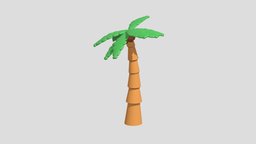 Cartoon Palm Tree tree, plant, landscape, cute, tropical, palm, island, travel, summer, leaf, beach, nature, coconut, palmtree, cartoon, art, lowpoly, low, poly, simple