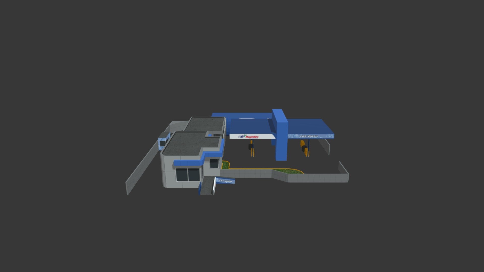 Modelo creado para el juego Cities Skylines - Car Wash Rapidito - 3D model by Checo Mx. (@checomx) 3d model
