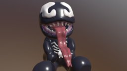 Baby Venom  SD version chibi, baby, venom, spiderman, alien, movie, comiccon, symbiote, monster