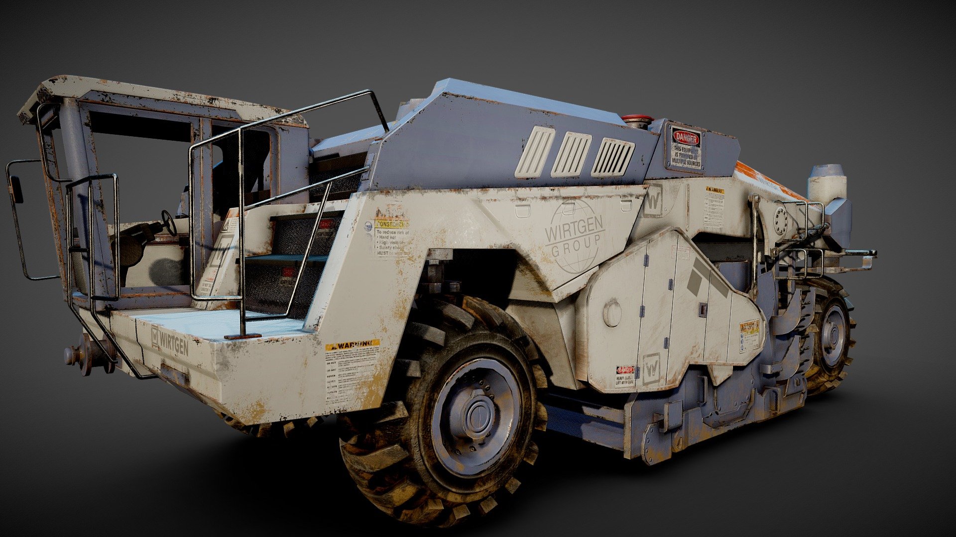 A PBR game model of a Soil Stabalizer vehicle. Game Ready modeled using Maya, and textured using Substance Painter 3d model