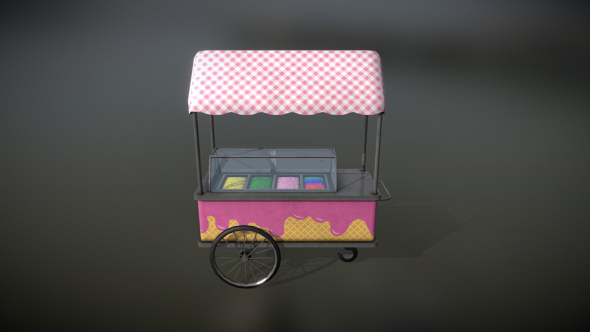Ice Cream Wagon Game-ready low-poly model For Unity3D and Unreal Engine 3d model