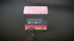 Ice Cream Wagon Game-ready model ice, wagon, cream, ready, game, low, poly