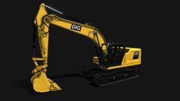 Excavator DIG excavator, heavy, machine, game-ready, vehicle, construction, c4d