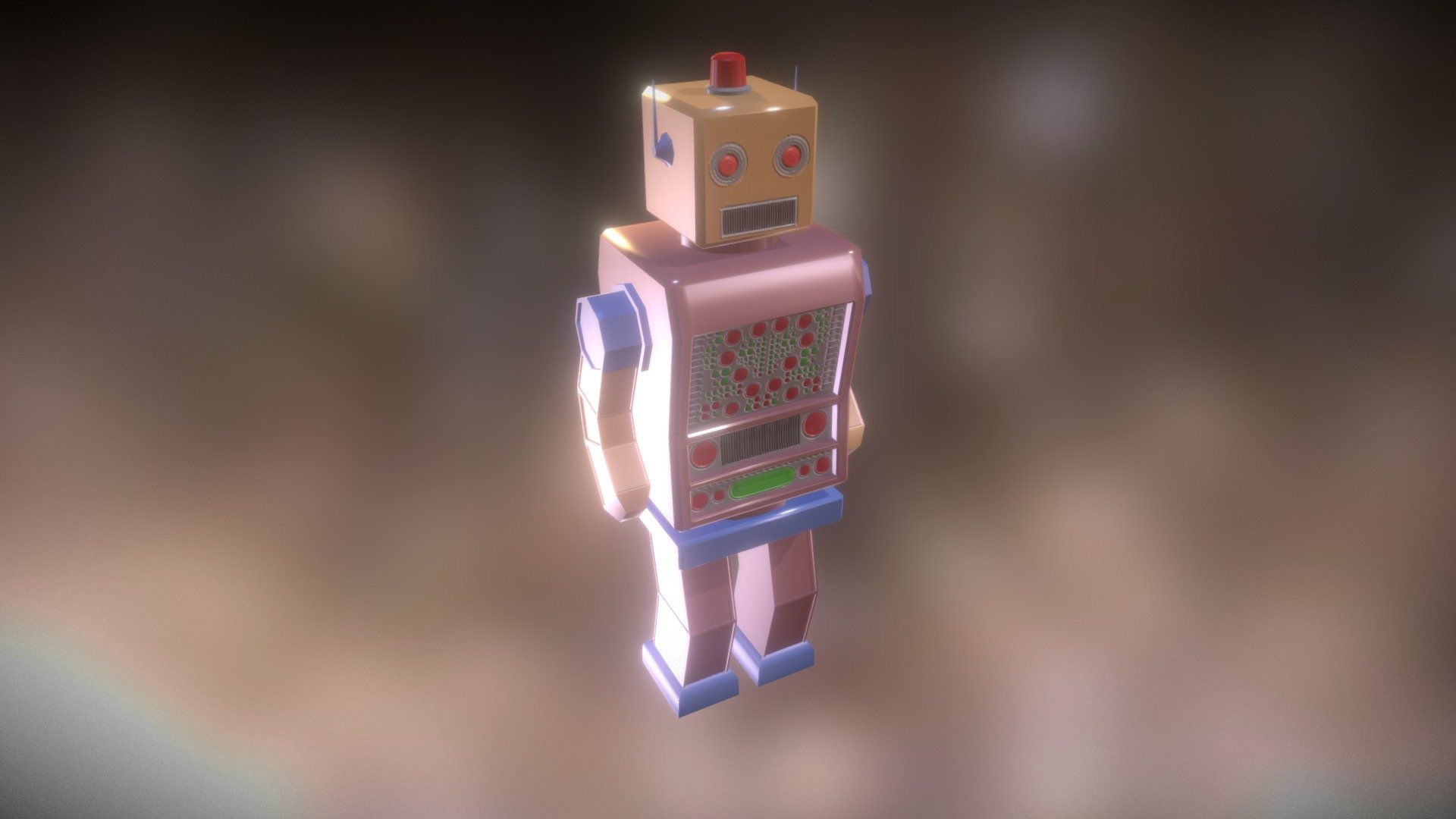 Robot is PBR painted. Robot arms legs and head are rigged.
No animations are included 3d model