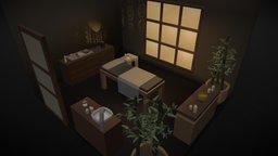 Massage room experience isometric, chill, low-poly, lowpoly