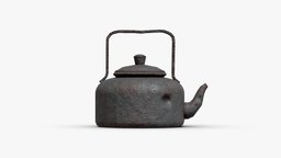 Rusty teapot teapot, fireplace, tea, pot, vintage, rusty, ready, kettle, fire, old, iron, place, game, pbr, lowpoly, low, poly, gameready