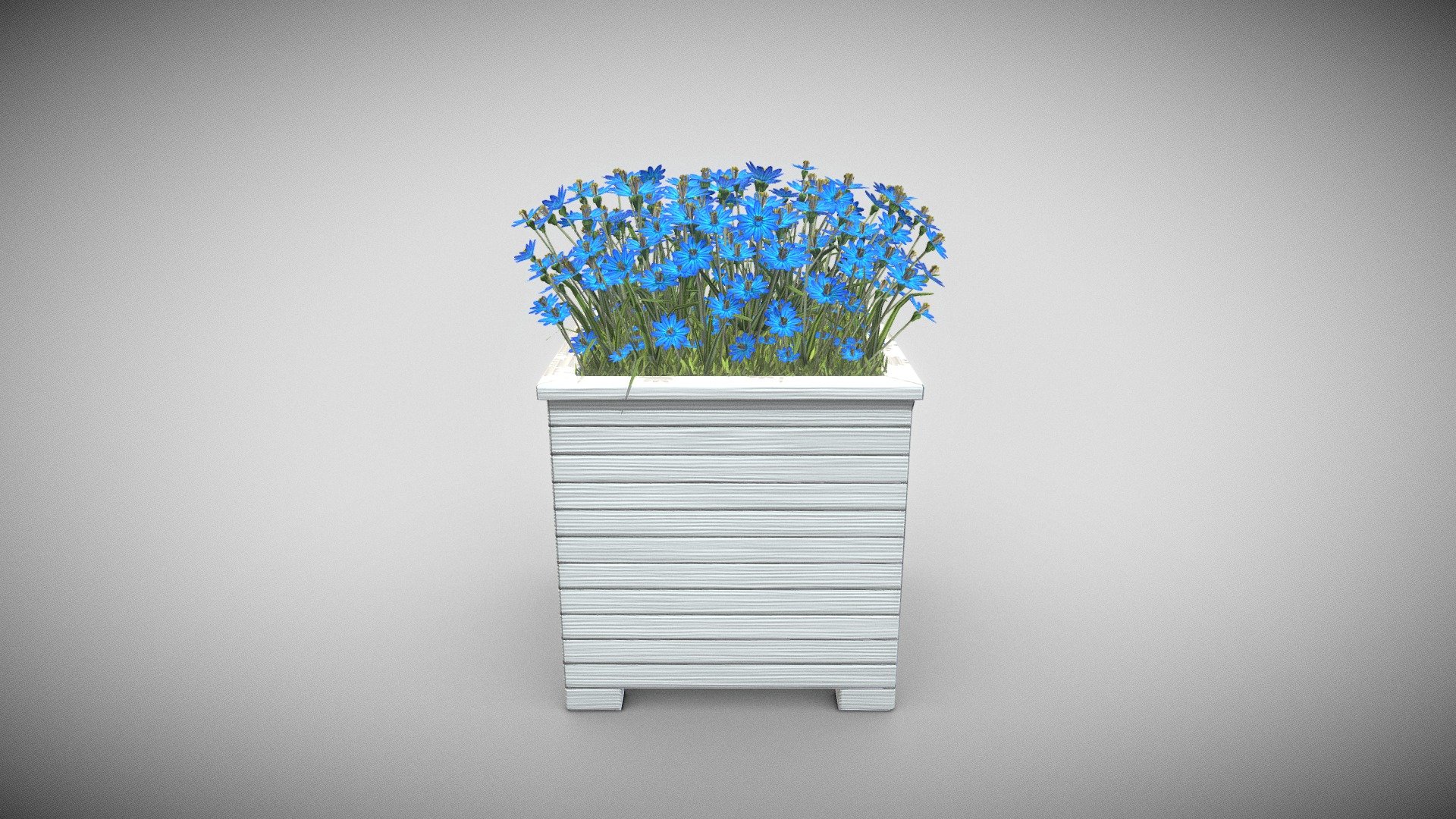 Here is a wooden plant pot with blue flowers for the street.






Textures in 4k



Modeled and textured by 3DHaupt in Blender-2.8x - Public Plant Pot Wood-Version (Blue Flowers) - Buy Royalty Free 3D model by VIS-All-3D (@VIS-All) 3d model