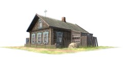 Izba Wooden House wooden, country, russian, barn, russia, old, ukraine, izba, ukrainian, logcabin, lowpoly, building, gameready