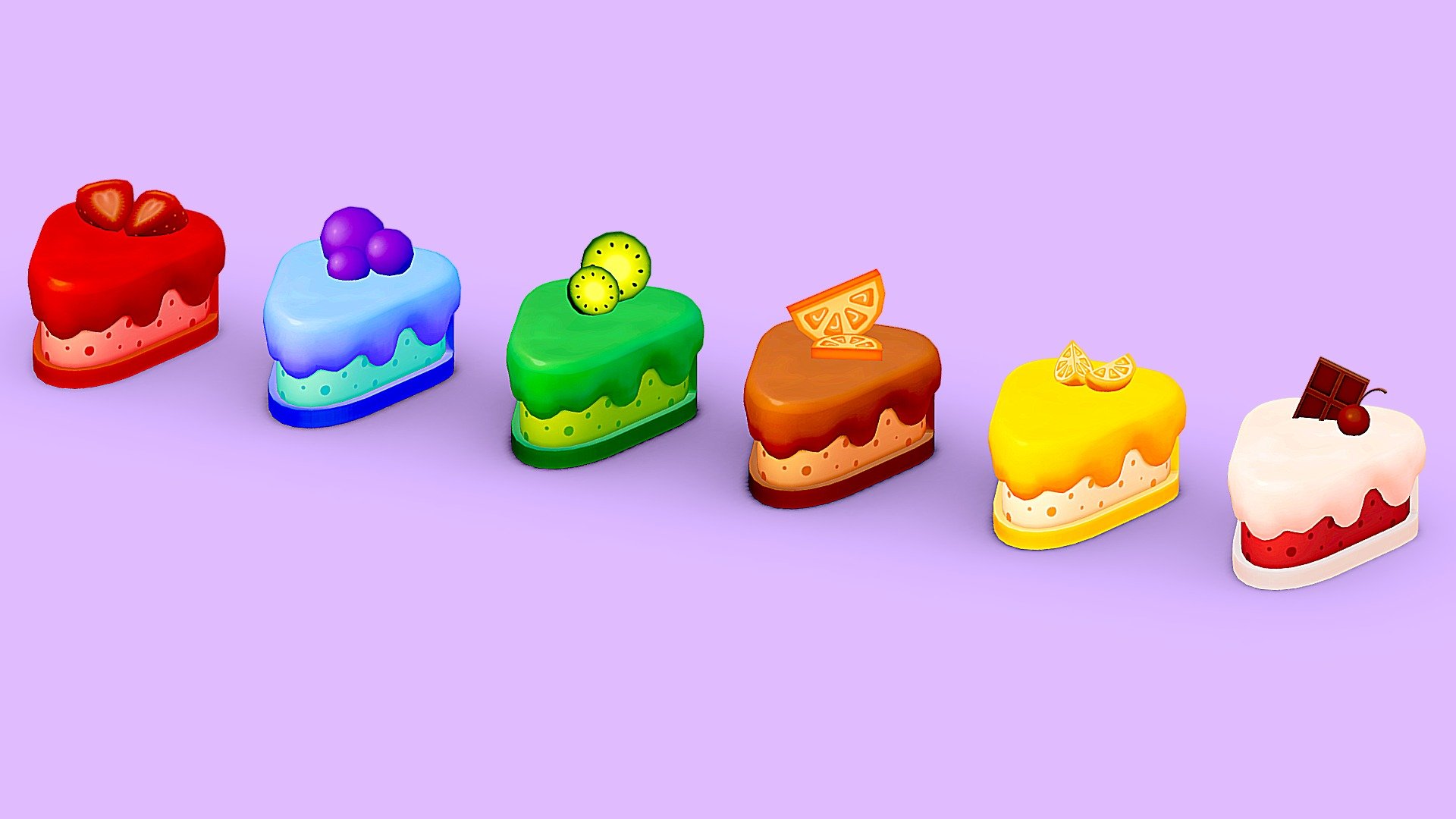 Cartoon Cakes modelled in Blender and painted in Substance Painter 3d model