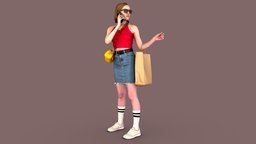 Shopaholic style, people, standing, fashion, photorealistic, urban, shopping, young, femme, woman, tourist, crowd, gestures, girl, female, student, street, cityzen, worlwide