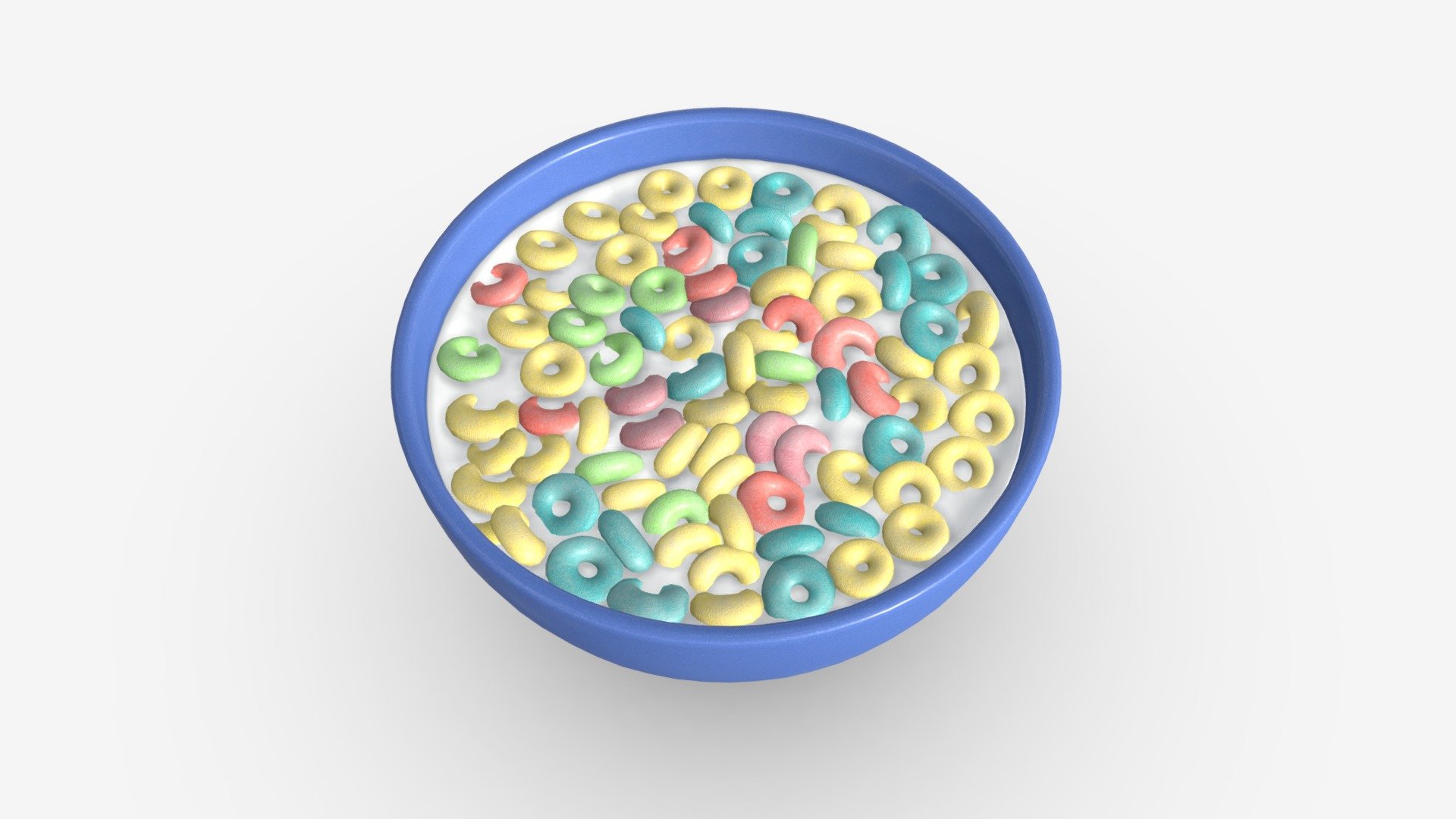 Bowl of Colored Cheerios with Milk - Buy Royalty Free 3D model by HQ3DMOD (@AivisAstics) 3d model