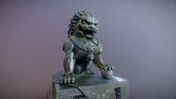Stone lion lion, chinese-style, chinese-art, substancepainter, maya, pbr, stone, zbrush, history