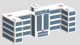 Caortoon Hospital Building office, clinic, patient, ready, hospital, public, town, commercial, game, lowpoly, city, building, street, industrial, polycl
