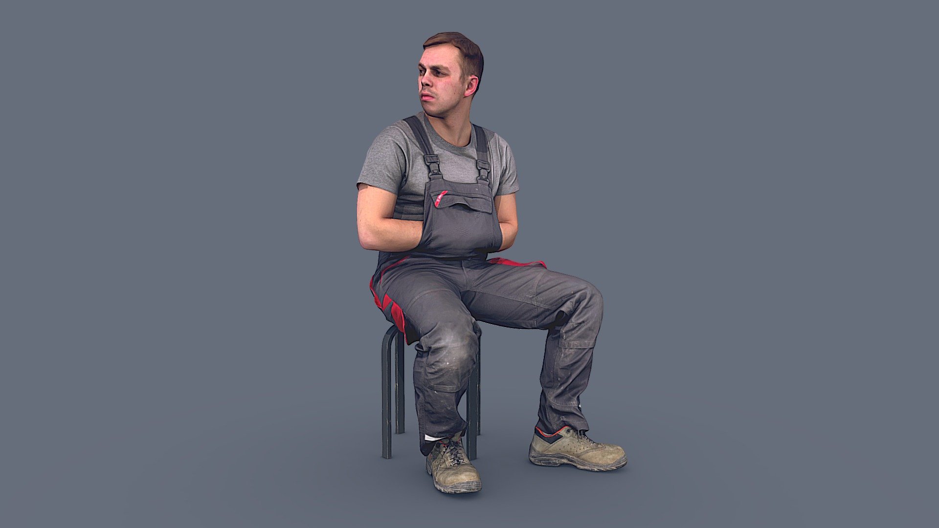 ✉️ A young strong man, a guy in overalls, sits, is on the construction site, supervises the process, his hands are in his pockets.

🦾 This model will be an excellent mid-range participant. It does not need to be very close and try to see the details, it reveals and demonstrates its texture as much as possible in case of a certain distance from the foreground.

⚙️ Photorealistic Construction Worker Character 3d model ready for Virtual Reality (VR), Augmented Reality (AR), games and other real-time apps. 50 000 polygons per model. Suitable for the architectural visualization and another graphical projects 3d model