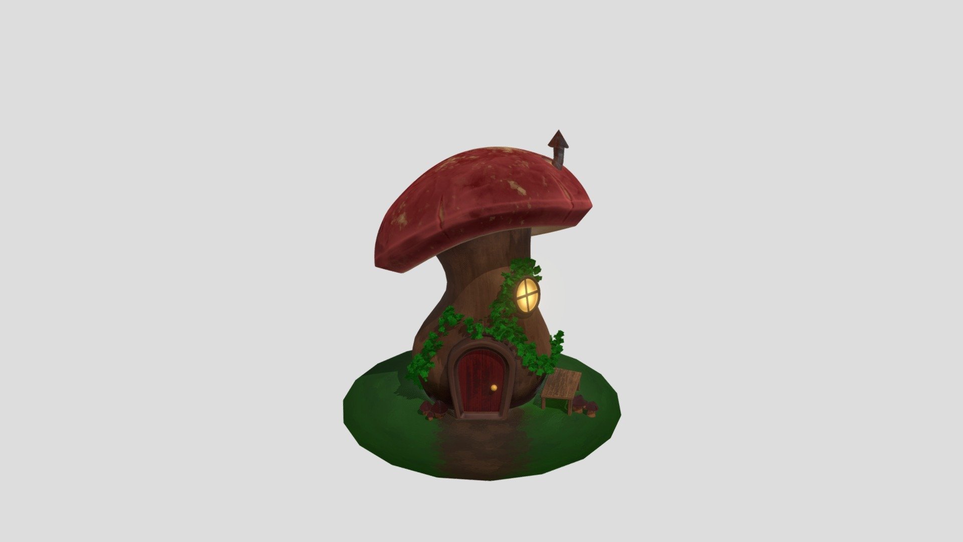 A Mushroom House made via Maya, ZBrush, and Substance Painter 3d model