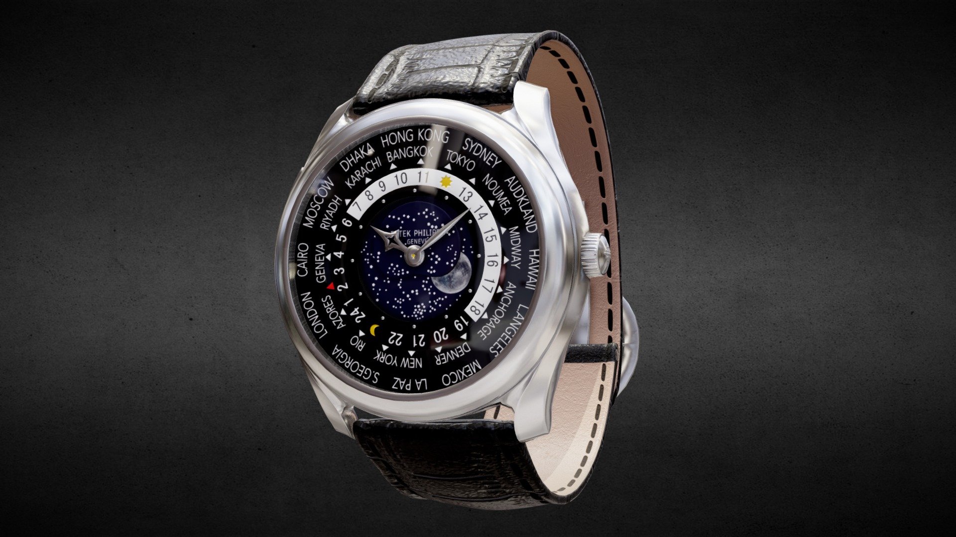 Awesome stainless steel Patek Philippe Limited Editions 5575G watch․
Use for Unreal Engine 4 and Unity3D. Try in augmented reality in the AR-Watches app. 
Links to the app: Android, iOS

Currently available for download in FBX format.

3D model developed by AR-Watches

Disclaimer: We do not own the design of the watch, we only made the 3D model 3d model