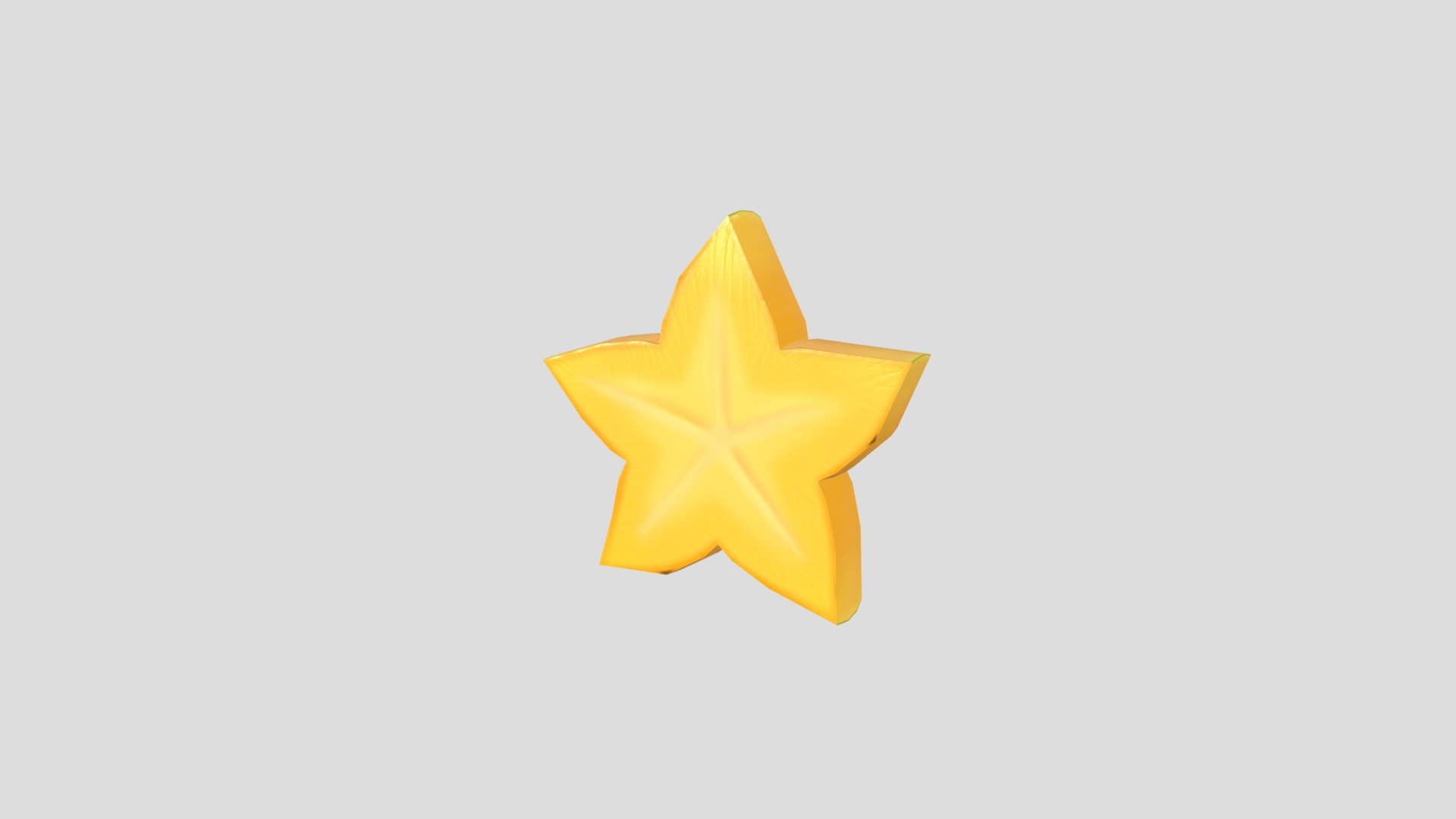 Star Fruit Slice 3d model.      
    


File Format      
 
- 3ds max 2021  
 
- FBX  
 
- OBJ  
    


Clean topology    

No Rig                          

Non-overlapping unwrapped UVs        
 


PNG texture               

2048x2048                


- Base Color                        

- Normal                            

- Roughness                         



330 polygons                          

322 vertexs                          
 - Star Fruit Slice - Buy Royalty Free 3D model by bariacg 3d model