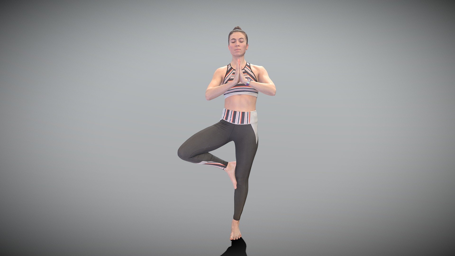 This is a true human size and detailed model of a sporty beautiful woman of Caucasian appearance dressed in sportswear. The model is captured in casual pose to be perfectly matching various architectural and product visualizations, as a background or mid-sized character on a sports ground, gym, beach, park, VR/AR content, etc.

Technical specifications:


digital double 3d scan model
150k &amp; 30k triangles | double triangulated
high-poly model (.ztl tool with 5 subdivisions) clean and retopologized automatically via ZRemesher
sufficiently clean
PBR textures 8K resolution: Diffuse, Normal, Specular maps
non-overlapping UV map
no extra plugins are required for this model

Download package includes a Cinema 4D project file with Redshift shader, OBJ, FBX, STL files, which are applicable for 3ds Max, Maya, Unreal Engine, Unity, Blender, etc. All the textures you will find in the “Tex” folder, included into the main archive.

3D EVERYTHING

Stand with Ukraine! - Sporty young woman meditating 378 - Buy Royalty Free 3D model by deep3dstudio 3d model