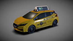 Nissan Leaf Taxi nissan, cab, taxi, leaf, midpoly, yellowcab, 3d, 3dsmax, vehicle, substance-painter, car, electric