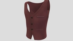 Mens Classic Red Waistcoat red, vest, hotel, fashion, clothes, classic, coat, service, personal, mens, waiter, wear, receptionist, waistcoat, burgundy, waist, pbr, low, poly, male, bellboy
