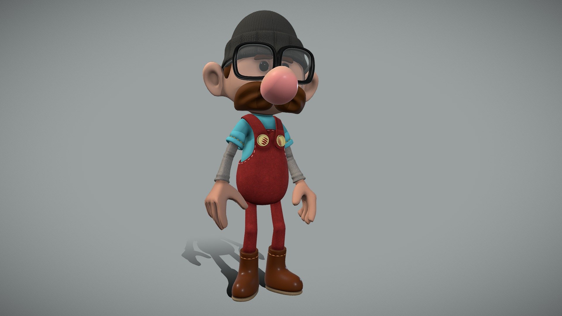This character was based off of a concept drawing by Jelle Gijsberts as well as a tutorial by user Zachary1999.  I approached the model using some of my own modeling techniques in blender, unwrapping in blender, and texturing using Substance Painter.  The Idle animation was done via Mixamo.  Completed 11/22 - Toon Dockworker - Buy Royalty Free 3D model by Jacob Monger (@jacobmonger) 3d model