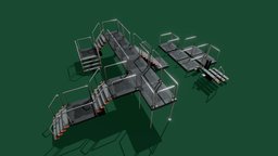 Modular Sci fi Stair Floor Lowpoly Asset