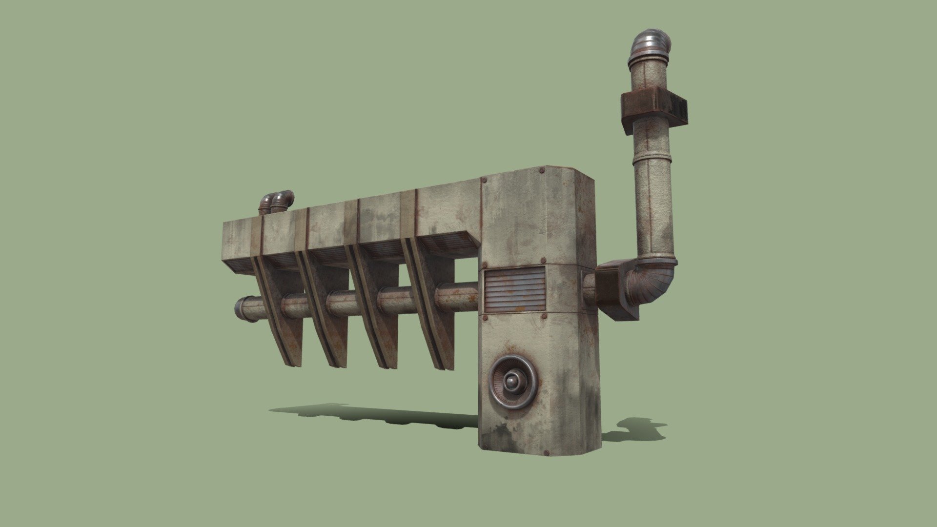 This is an MMLX environment asset designed to work within the dungeon ruins of the Mega Man Legends universe. As seen in the concept art, this is a wall unit that has details to suggest it is some kind ventilation and filtration support system.

The asset provided here is the high res game asset. That includes the textures. Feel free to download and use for your projects. Please credit PSYCHOPOMP and/or JJ Chalupnik for the modeling/texturing if you decide to use it.

Learn more about the fan project here: https://psychopomp-studios.com/mmlx/ - Wall Vents A - Download Free 3D model by TUGBOAT GAMES (@TugboatGames) 3d model