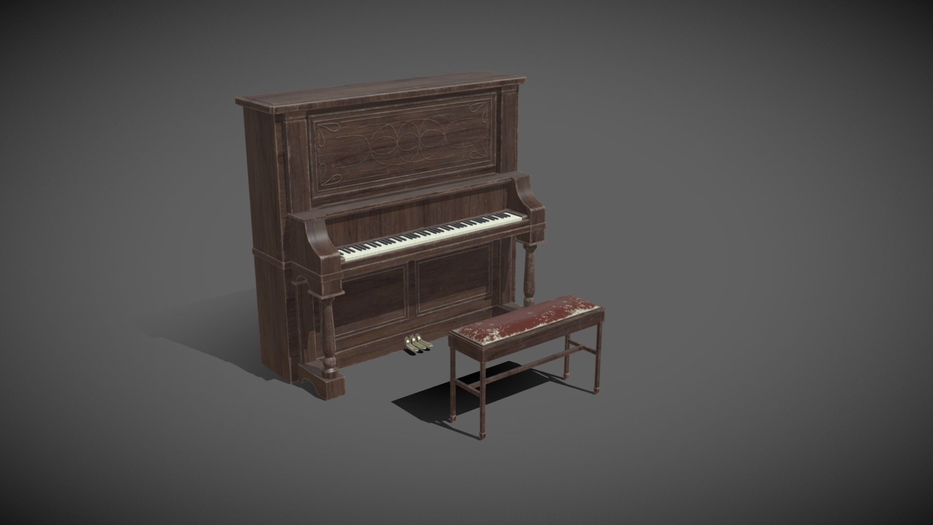 Upright Saloon Piano - 3D model by Alex Weber (@weberpalex) 3d model