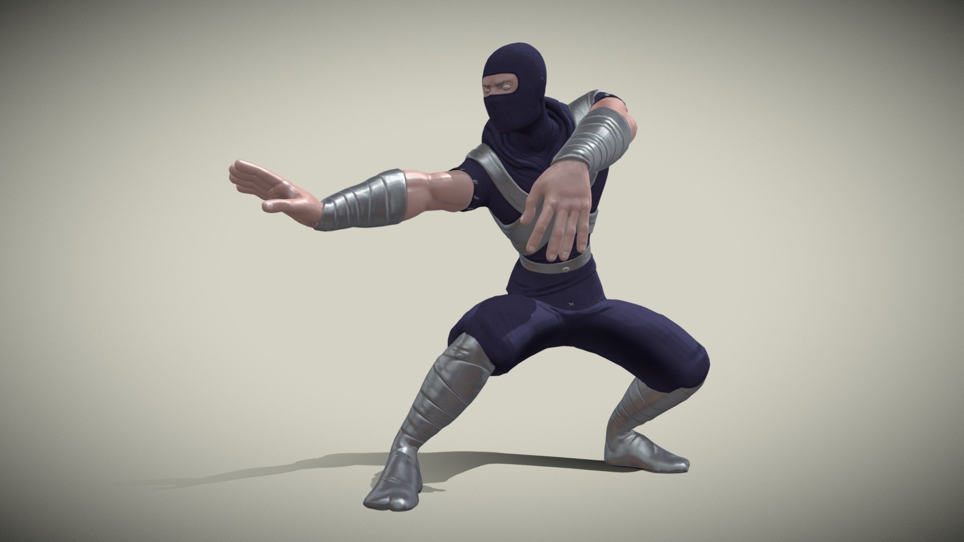 An Animated Ninja Model Gets Ready for Battle in this looping animation at 30 frames per second 3d model
