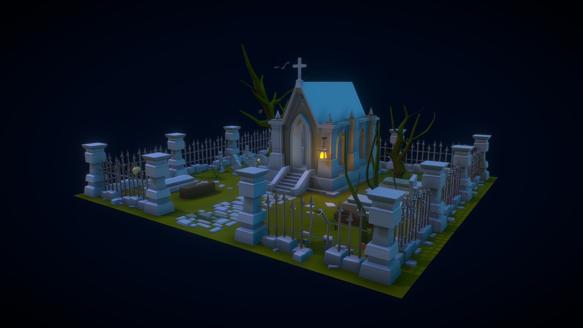 Free Asset - Low Poly Graveyard - Download Free 3D model by rakutin 3d model