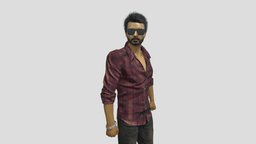 Vijay the Master 3D style, shirt, indian, master, hipster, stylish, india, boots, rayban, movie, tamil, vijay, character, 3d, animation, animated