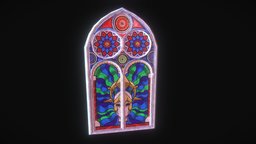 Stained Glass : model 3 medieval, game-art, religion, sacred, game-ready, game-prop, middle-age, stained-glass, dark-fantasy, stained-glass-window, church