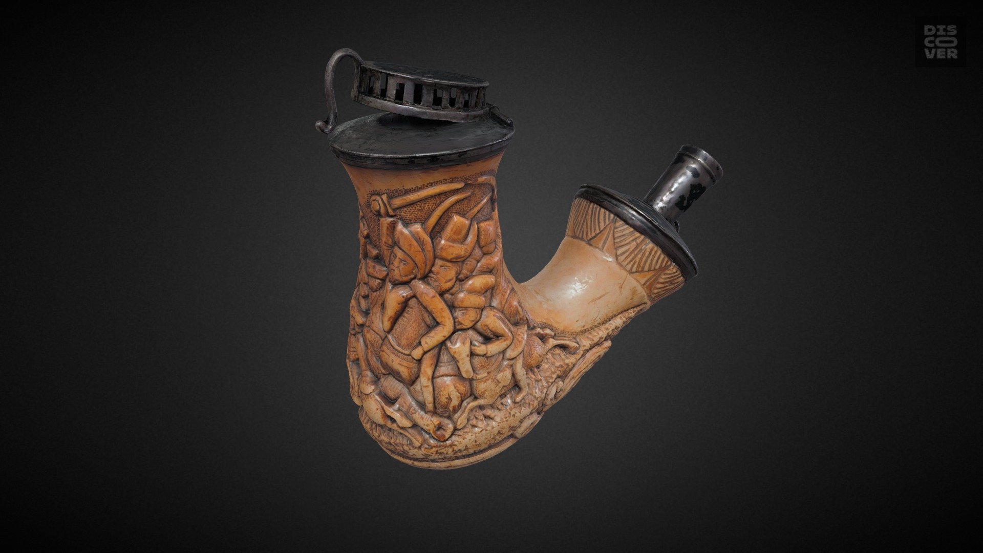 Ukrainian carved wodden smoking pipe - Люлька - 3D model by eMuseum 3d model