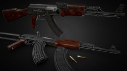 AK-47, Type-3 power, kalashnikov, automatic, combat, fire, machine, assaultrifle, akm, type3, weapon, wood, gun, ak47