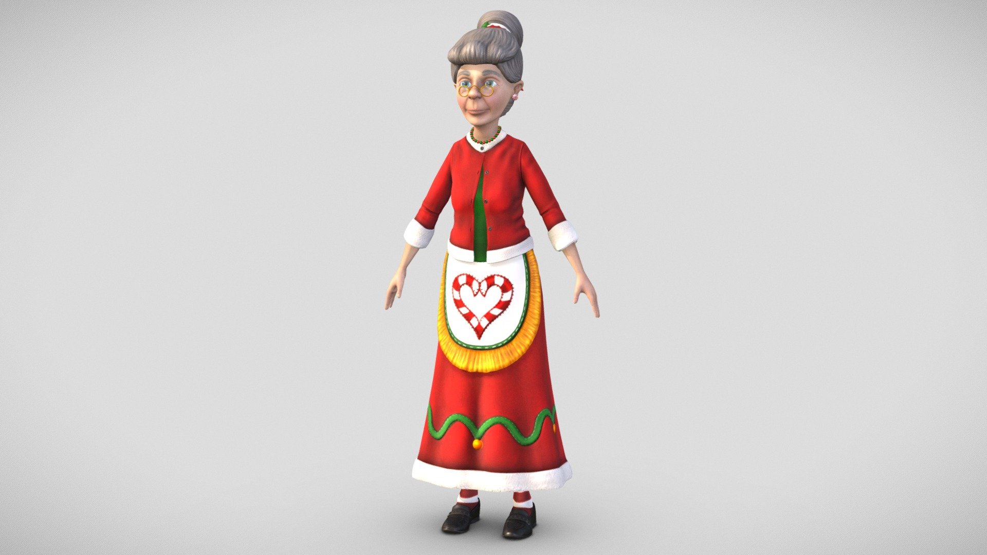 A cartoony Mrs. Claus model with textures.

Color, Specular/Gloss, Normal, AO, and Cavity maps included (4096).

Collada, FBX, and OBJ formats included 3d model