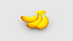 Cartoon banana Low-poly 3D model food, fruit, banana, delicious, farm, yellow, lowpolymodel, handpainted