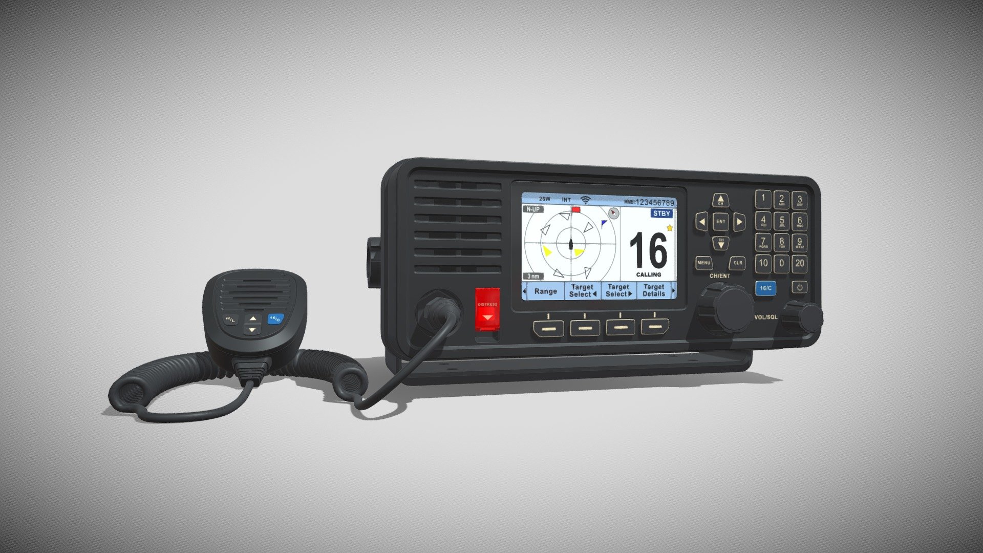 Detailed model of a Fixed Mount VHF Radio, modeled in Cinema 4D.The model was created using approximate real world dimensions.

The model has 73,475 polys and 73,635 vertices.

An additional file has been provided containing the original Cinema 4D project file, textures and other 3d export files such as 3ds, fbx and obj 3d model